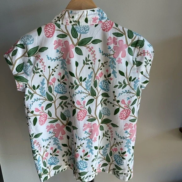 Jayes Studio Women’s Pajama Top White Pink Blue Floral Size XS (2/4) - Picture 3 of 6